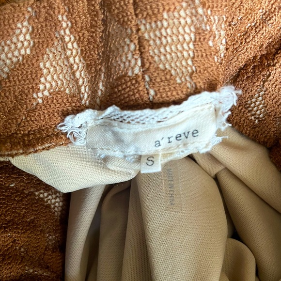 Anthropologie A'Reve Crochet Lace Floral Skirt Brown Overlay Women’s Small - Picture 4 of 6